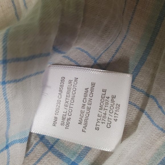 Joie Blue White Plaid Boho Gauzy Top Lightweight Peasant Top Button Tunic sz M - Picture 6 of 6